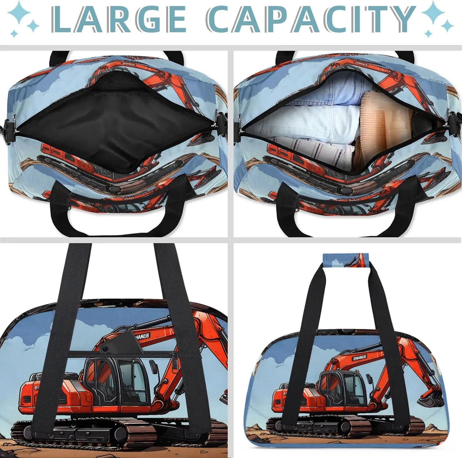 Engineering Car Small Gym Bag 18 inch Carry On Duffel Bag for Weekender Travel Sports Workout Yoga Gymnastics Dance Ballet