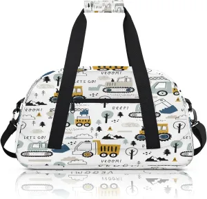 Engineering Vehicles Excavator Small Gym Bag 18 inch Carry On Duffel Bag for Weekender Travel Sports Workout Yoga Gymnastics Dance Ballet