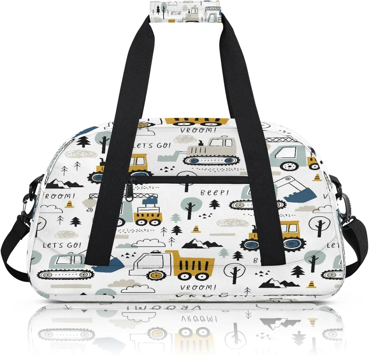Engineering Vehicles Excavator Small Gym Bag 18 inch Carry On Duffel Bag for Weekender Travel Sports Workout Yoga Gymnastics Dance Ballet