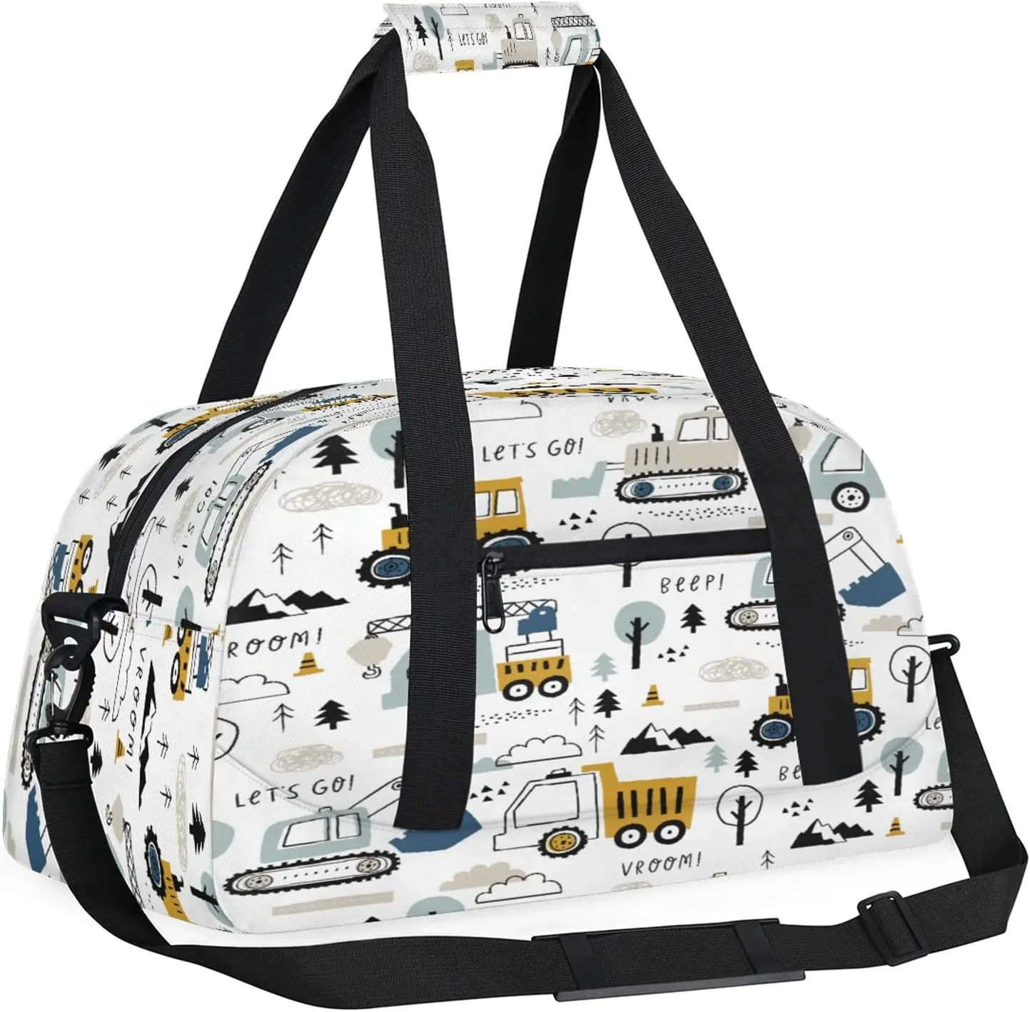Engineering Vehicles Excavator Small Gym Bag 18 inch Carry On Duffel Bag for Weekender Travel Sports Workout Yoga Gymnastics Dance Ballet
