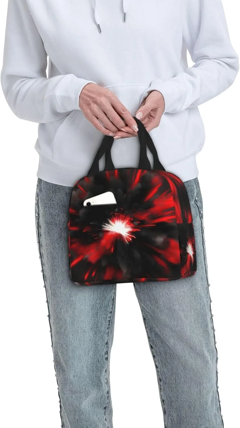 Explosion Burst Red Black Lunch Box For Men Women Adults Bag For Office Work Picnic