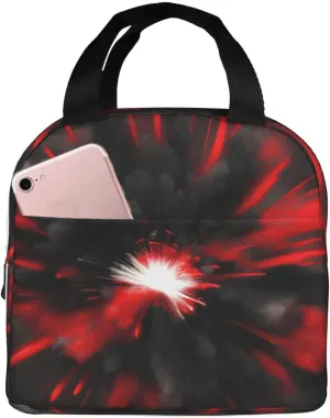 Explosion Burst Red Black Lunch Box For Men Women Adults Bag For Office Work Picnic