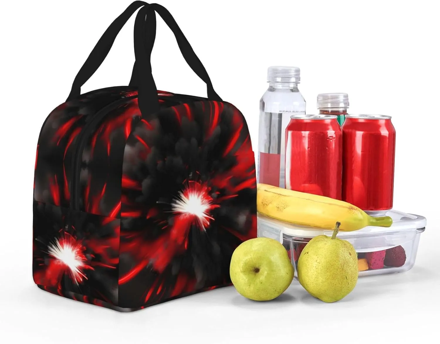 Explosion Burst Red Black Lunch Box For Men Women Adults Bag For Office Work Picnic