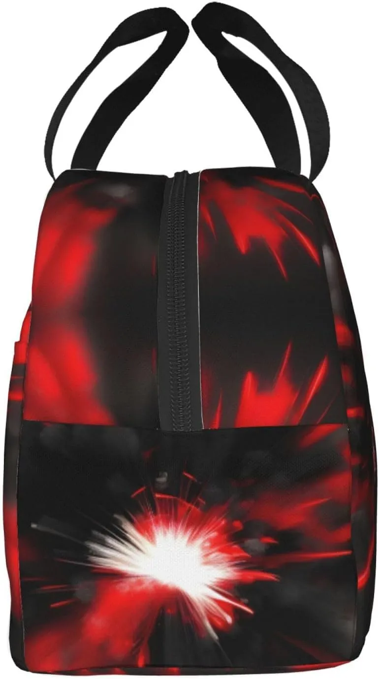 Explosion Burst Red Black Lunch Box For Men Women Adults Bag For Office Work Picnic