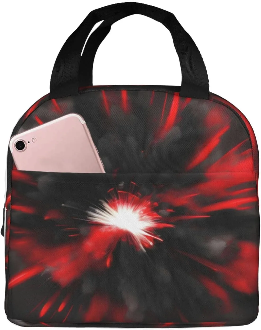 Explosion Burst Red Black Lunch Box For Men Women Adults Bag For Office Work Picnic