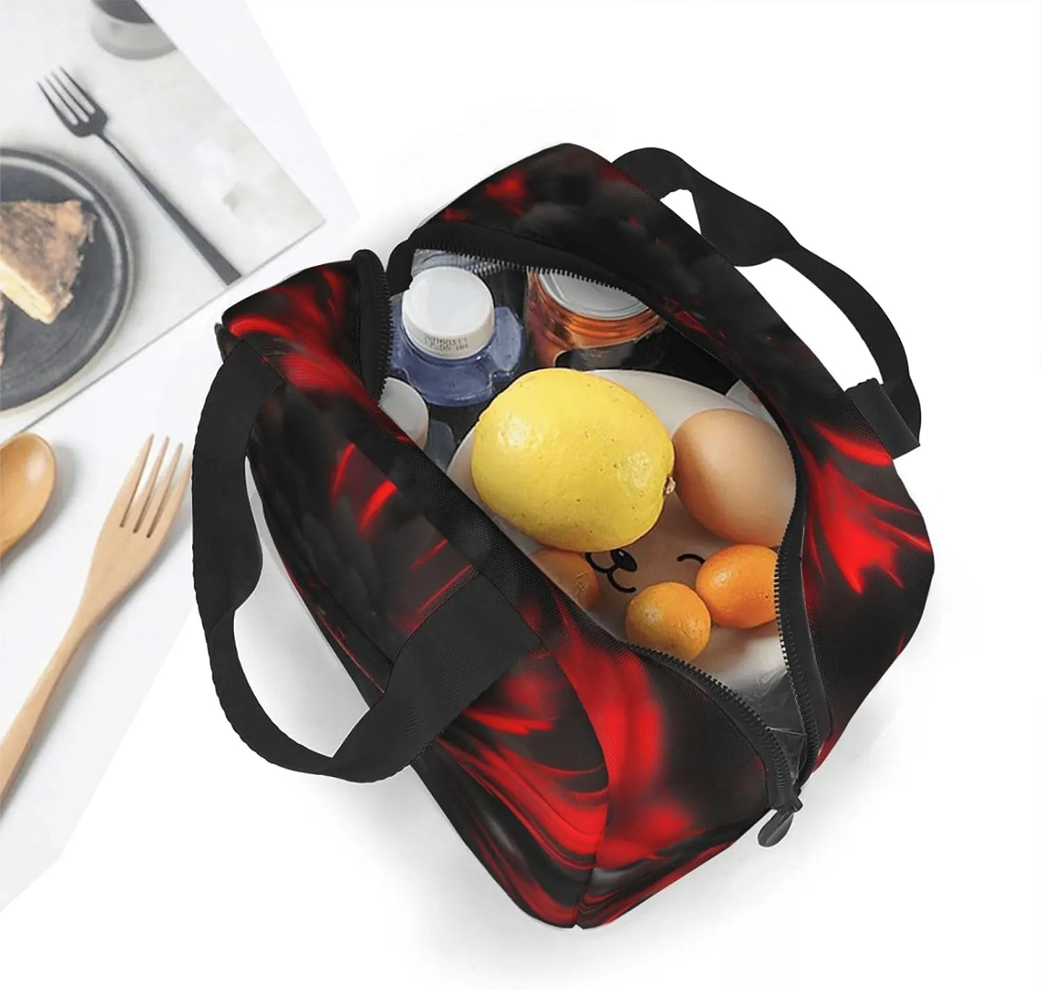 Explosion Burst Red Black Lunch Box For Men Women Adults Bag For Office Work Picnic