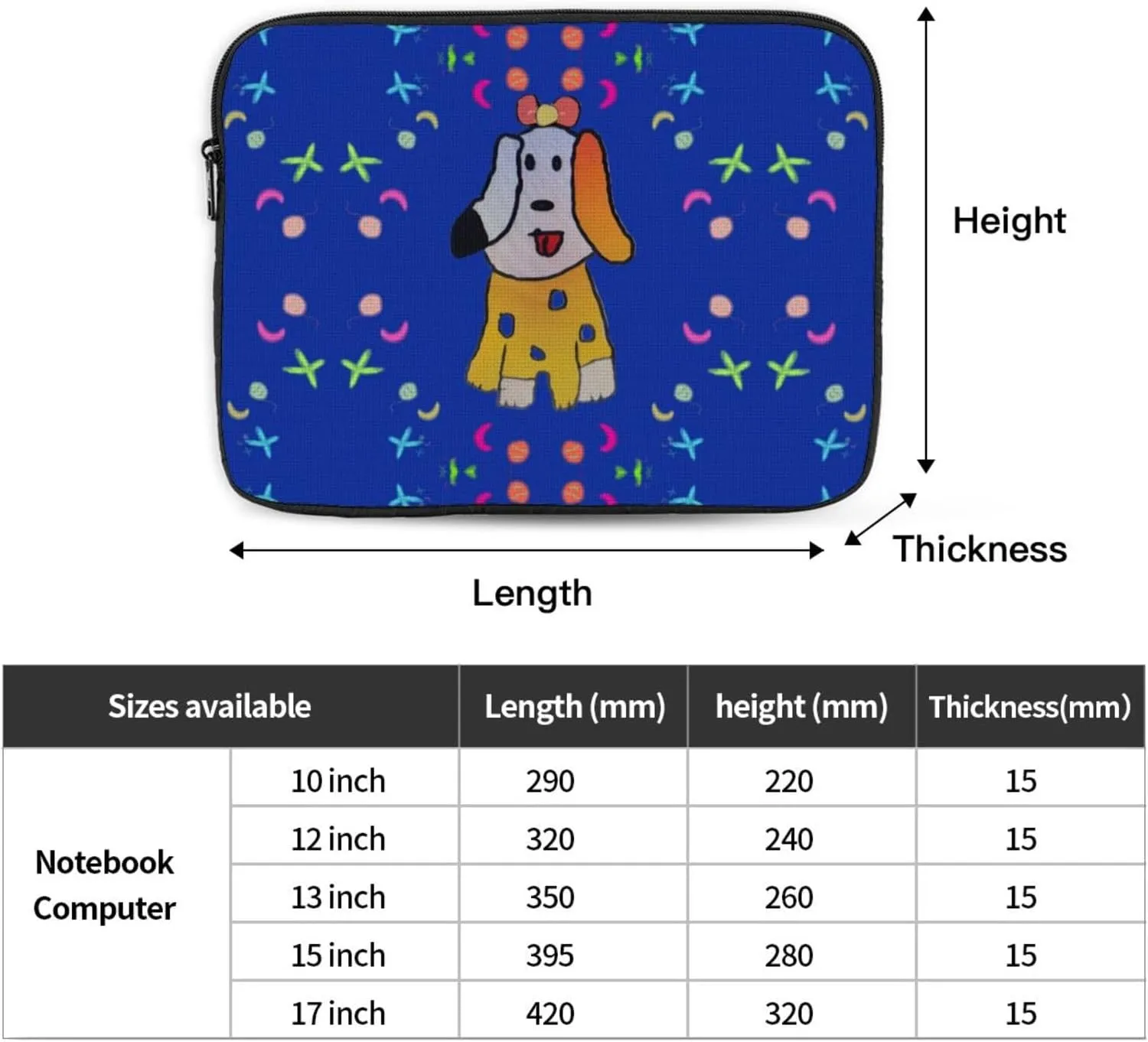 Fantasy Cartoon Dog Pattern Shockproof Portable Laptop 15 inch Sleeve Bag for Men and Women - Ideal for Business Travel, School, and Daily Use