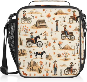 Farmers Harvest Lunch Bags for Women Men Farmland Insulated Lunch Box Lunchbox Cooler Tote Bag Shoulder Strap Reusable for Beach Travel Picnic