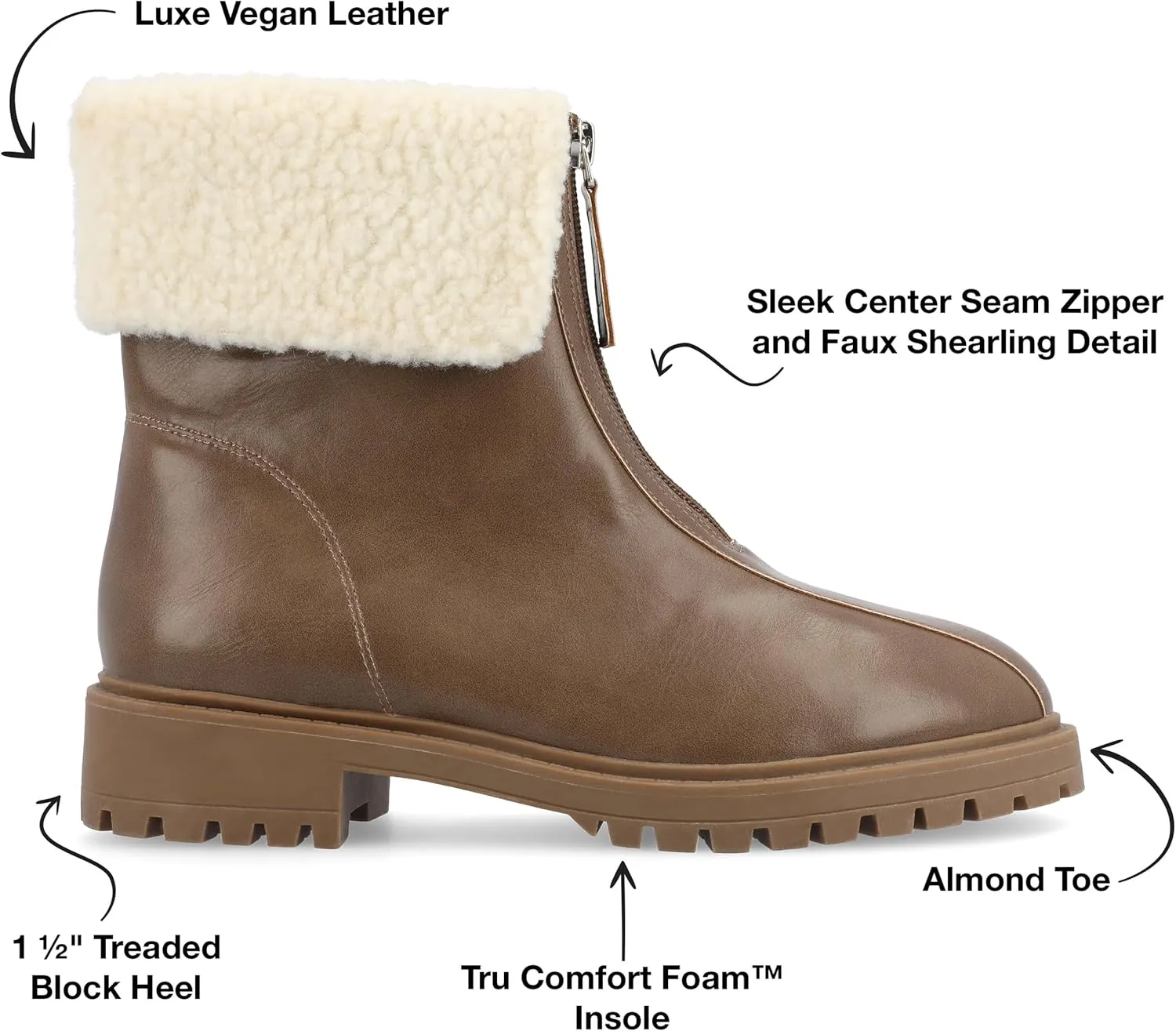FAUX LEATHER ZIP-UP BOOTIES BY JOURNEE