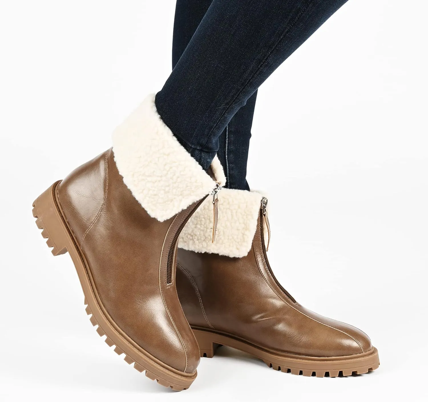 FAUX LEATHER ZIP-UP BOOTIES BY JOURNEE