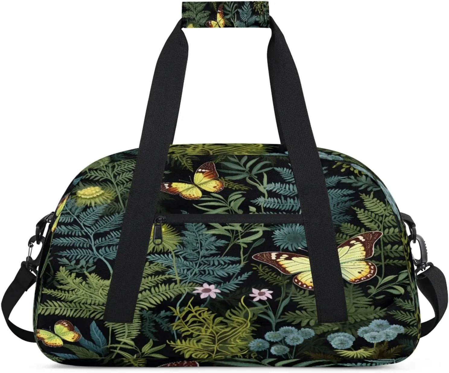 Fern Leaf Leaves Gym Bag for Women Men, Sports Travel Duffel Bag Lightweight Workout Bag Carry On Overnight Weekender Bag