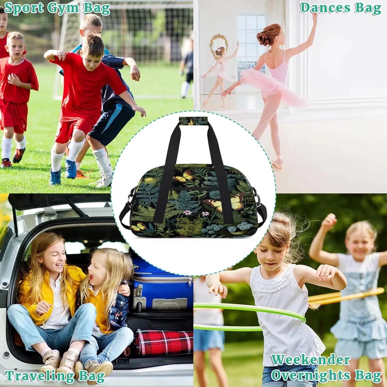 Fern Leaf Leaves Gym Bag for Women Men, Sports Travel Duffel Bag Lightweight Workout Bag Carry On Overnight Weekender Bag