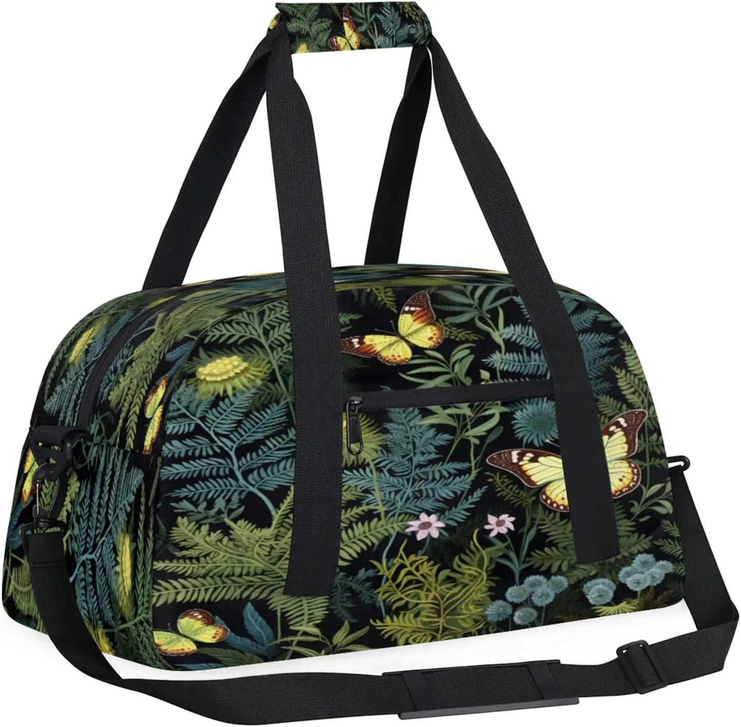 Fern Leaf Leaves Gym Bag for Women Men, Sports Travel Duffel Bag Lightweight Workout Bag Carry On Overnight Weekender Bag