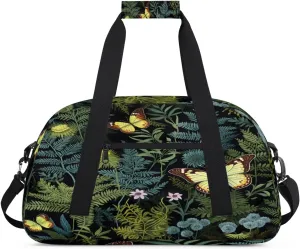Fern Leaf Leaves Gym Bag for Women Men, Sports Travel Duffel Bag Lightweight Workout Bag Carry On Overnight Weekender Bag