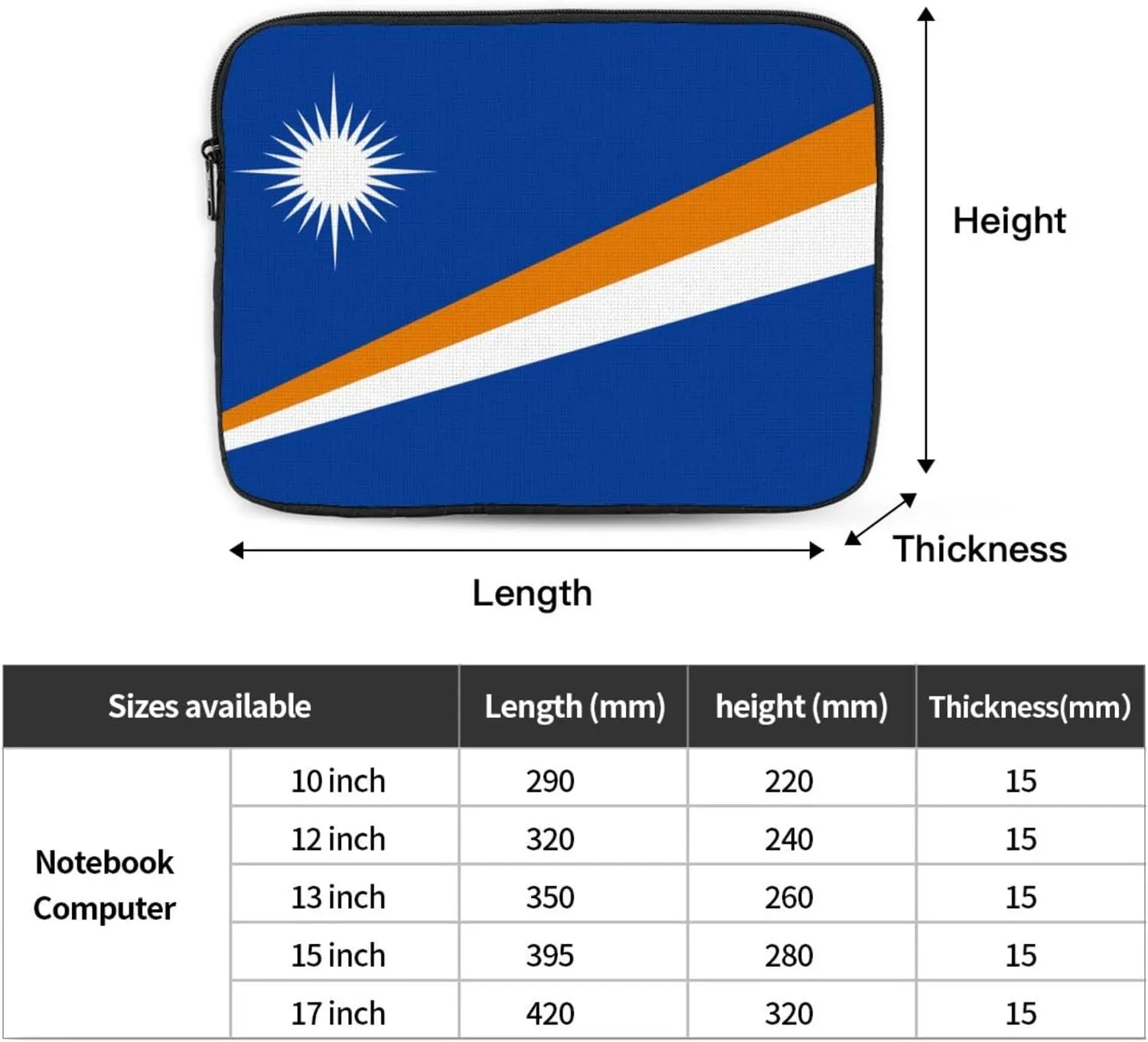 Flag of The Marshall Islands Pattern Shockproof Portable Laptop 17 inch Sleeve Bag for Men and Women - Ideal for Business Travel, School, and Daily Use