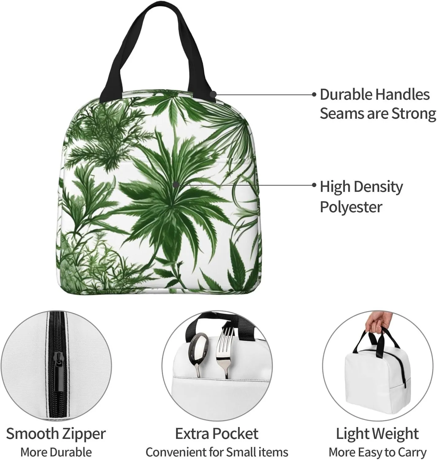 Flowering Herbs And Herbaceous Plants Lightweight Lunch Bag For Men Women Small Lunchbox Good For Office Days