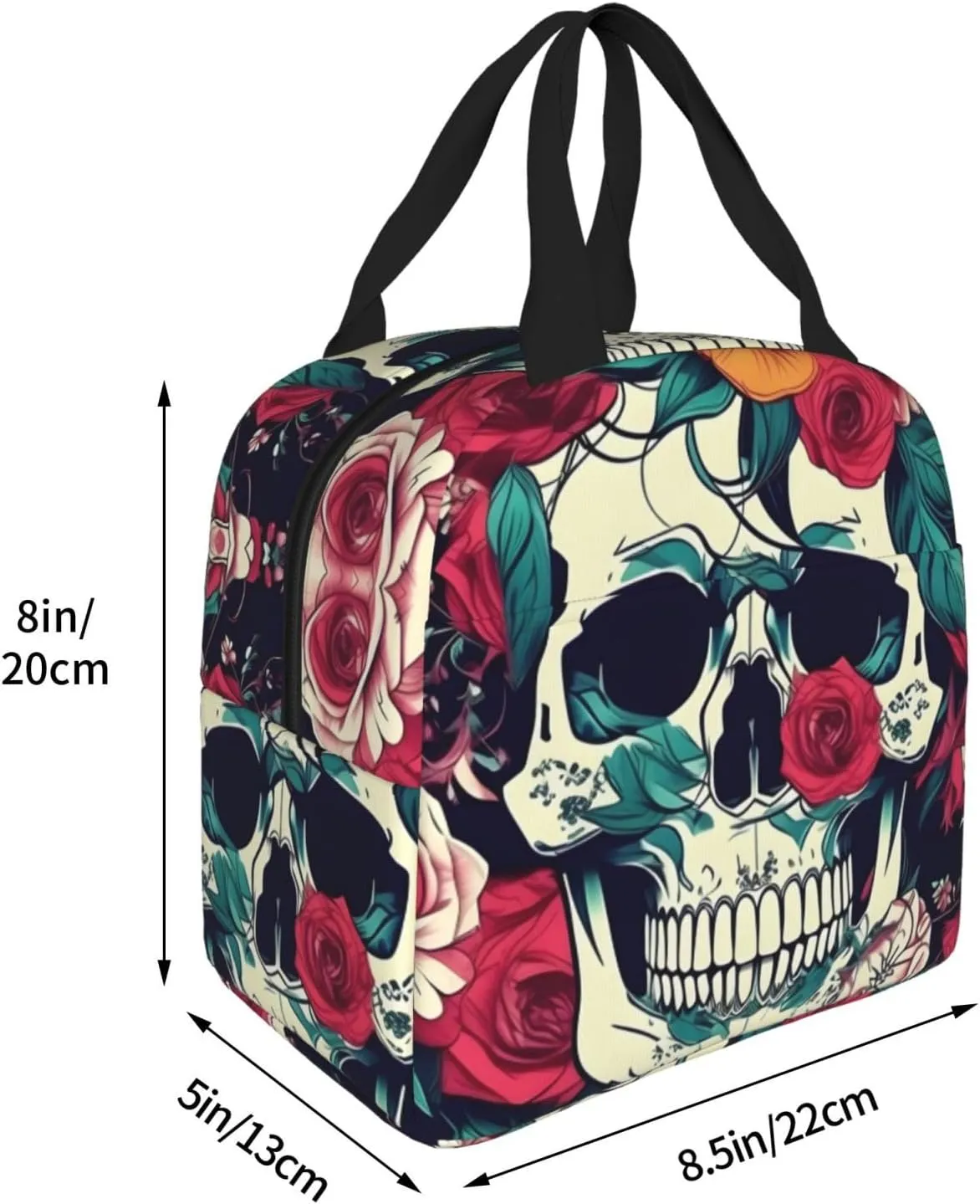 Flowers Skull Ornamental Lunch Box For Men Women Adults Bag For Office Work Picnic