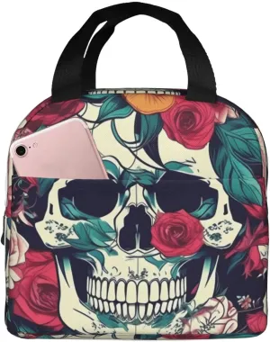 Flowers Skull Ornamental Lunch Box For Men Women Adults Bag For Office Work Picnic
