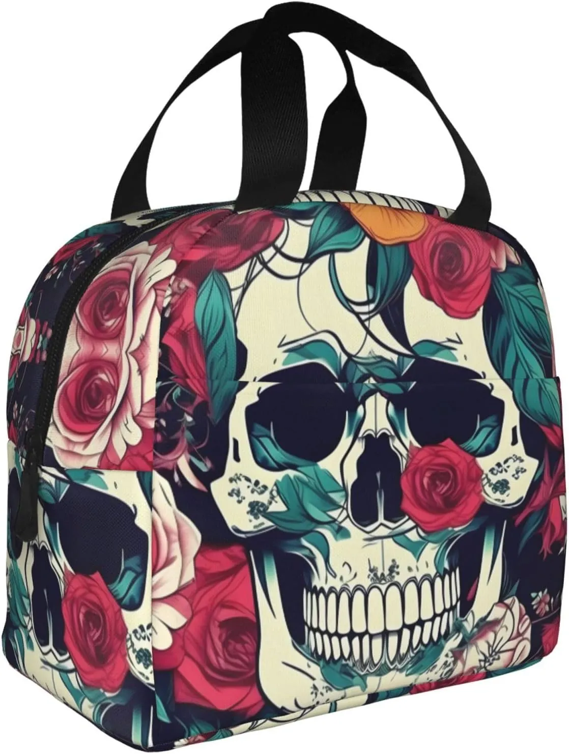 Flowers Skull Ornamental Lunch Box For Men Women Adults Bag For Office Work Picnic