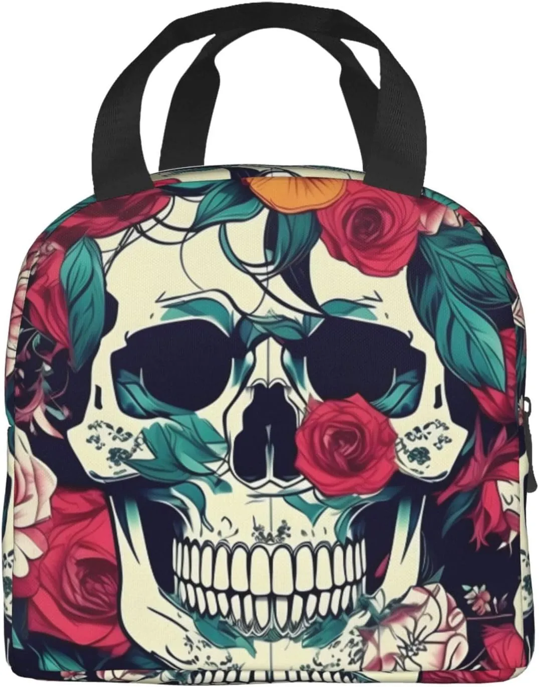 Flowers Skull Ornamental Lunch Box For Men Women Adults Bag For Office Work Picnic