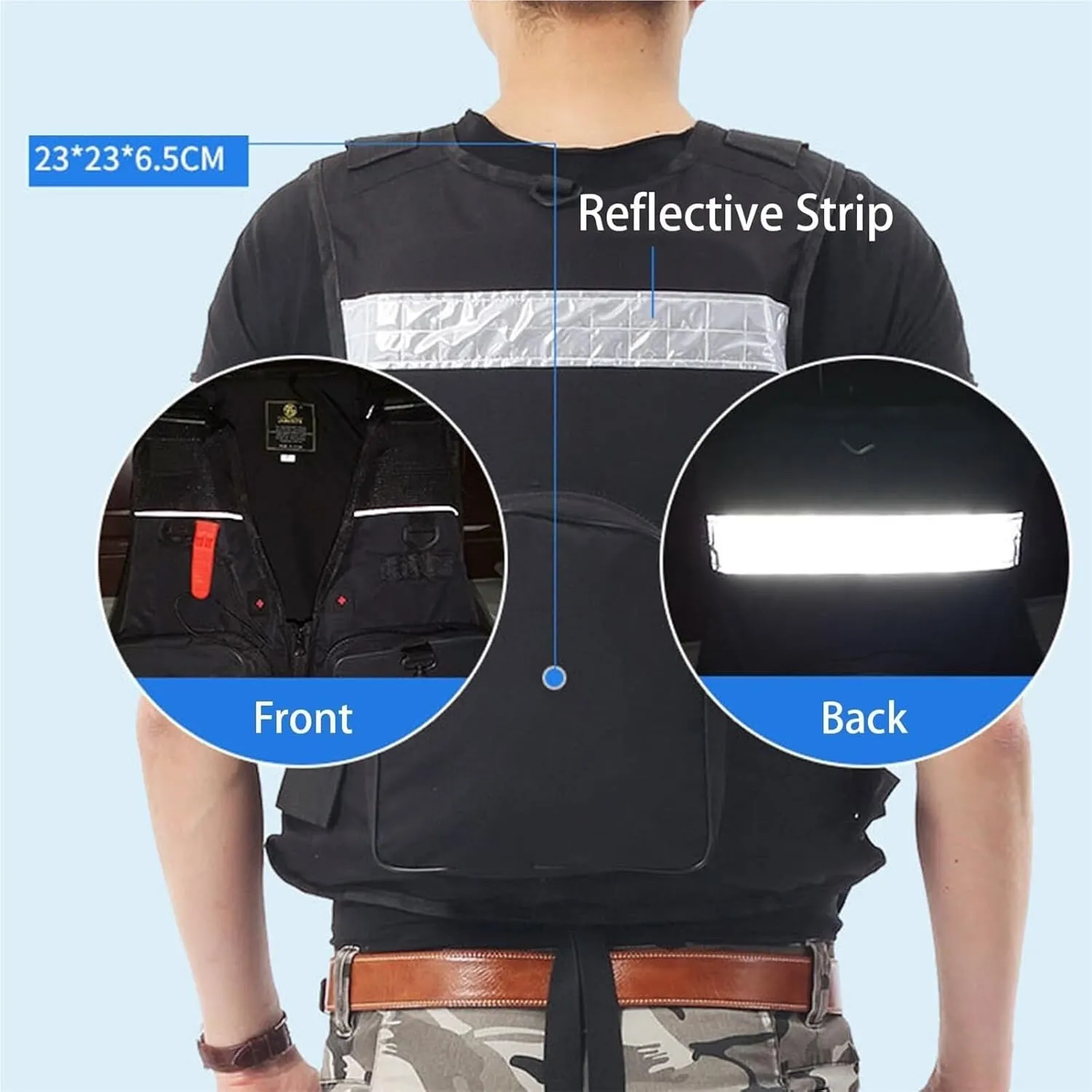 Fly Fishing Vest, Fishing Hunting Waistcoat with Cross Strap and Whistle