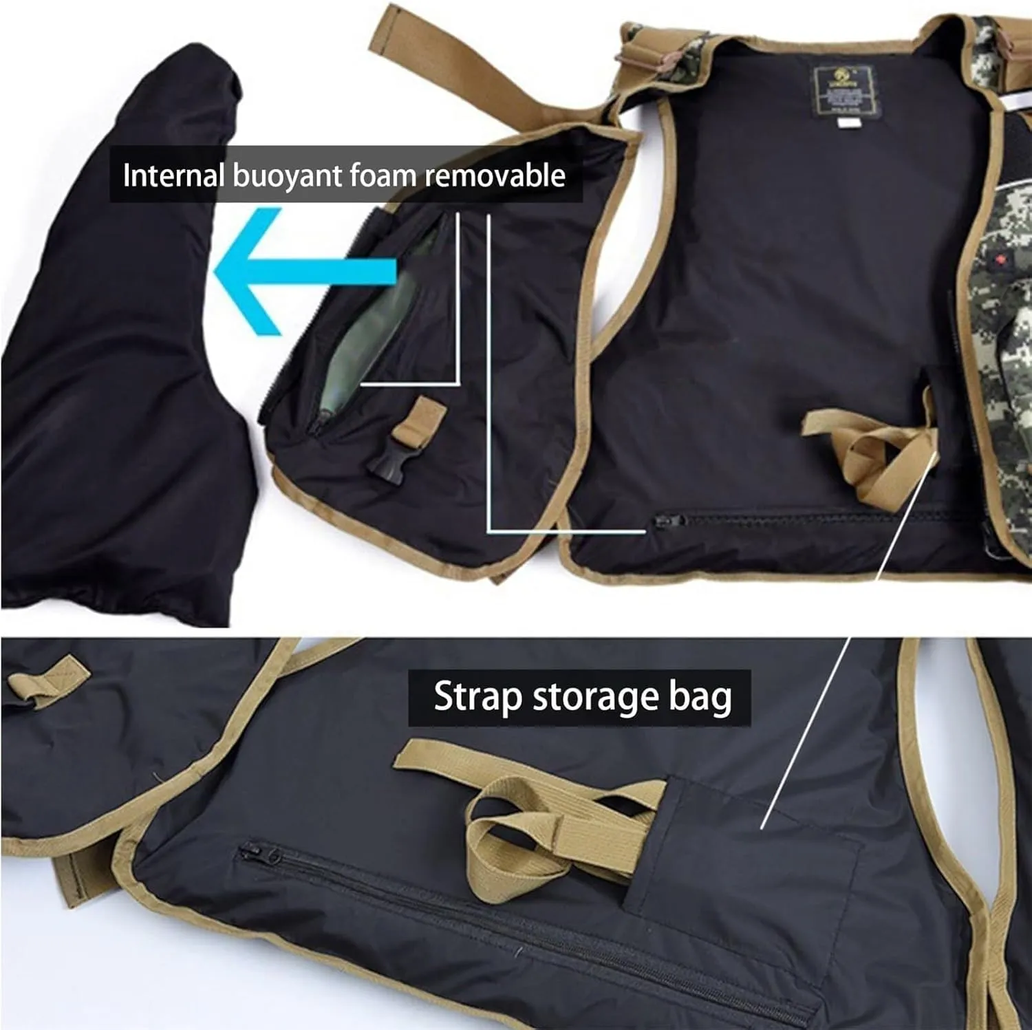 Fly Fishing Vest, Fishing Hunting Waistcoat with Cross Strap and Whistle