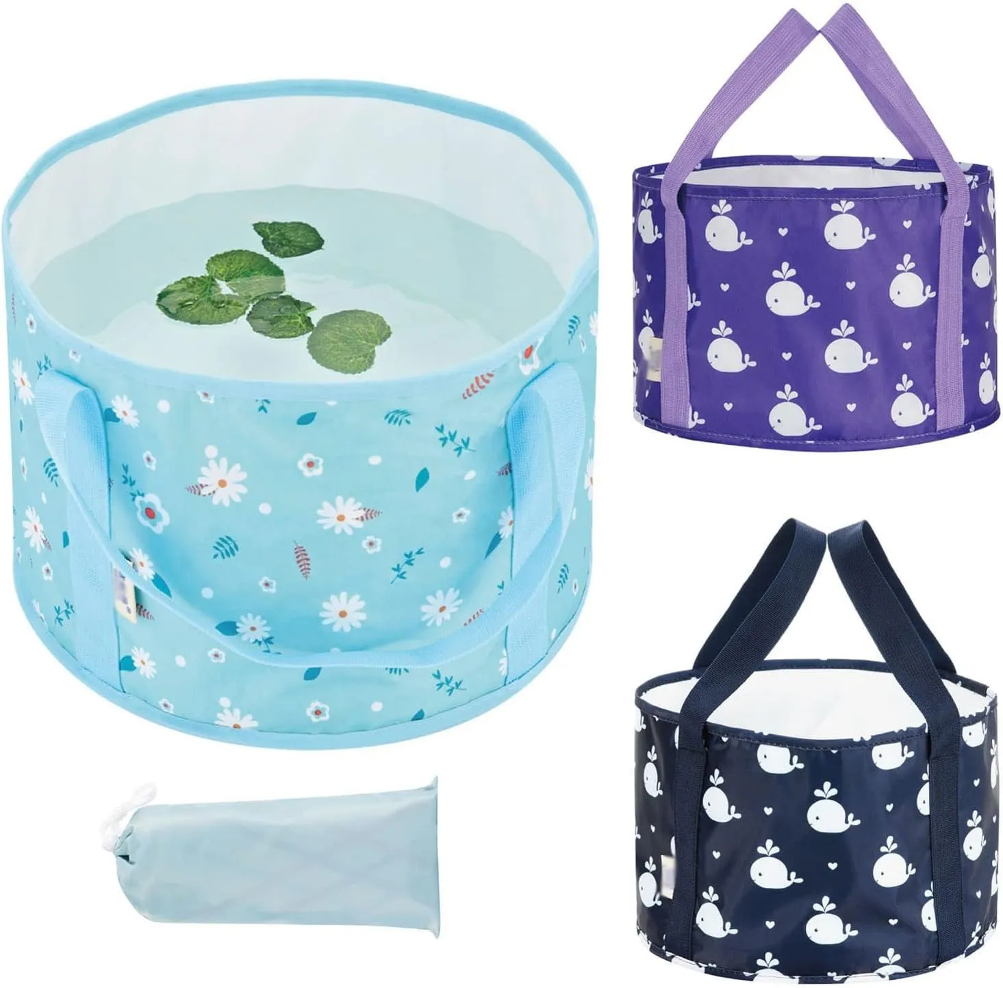 Foldable Basin 12L Waterproof Water Bags Folding Bucket Portable Outdoor Foldable Bucket Water Container Collapsible Fish Washbasin Bucket(Purple)