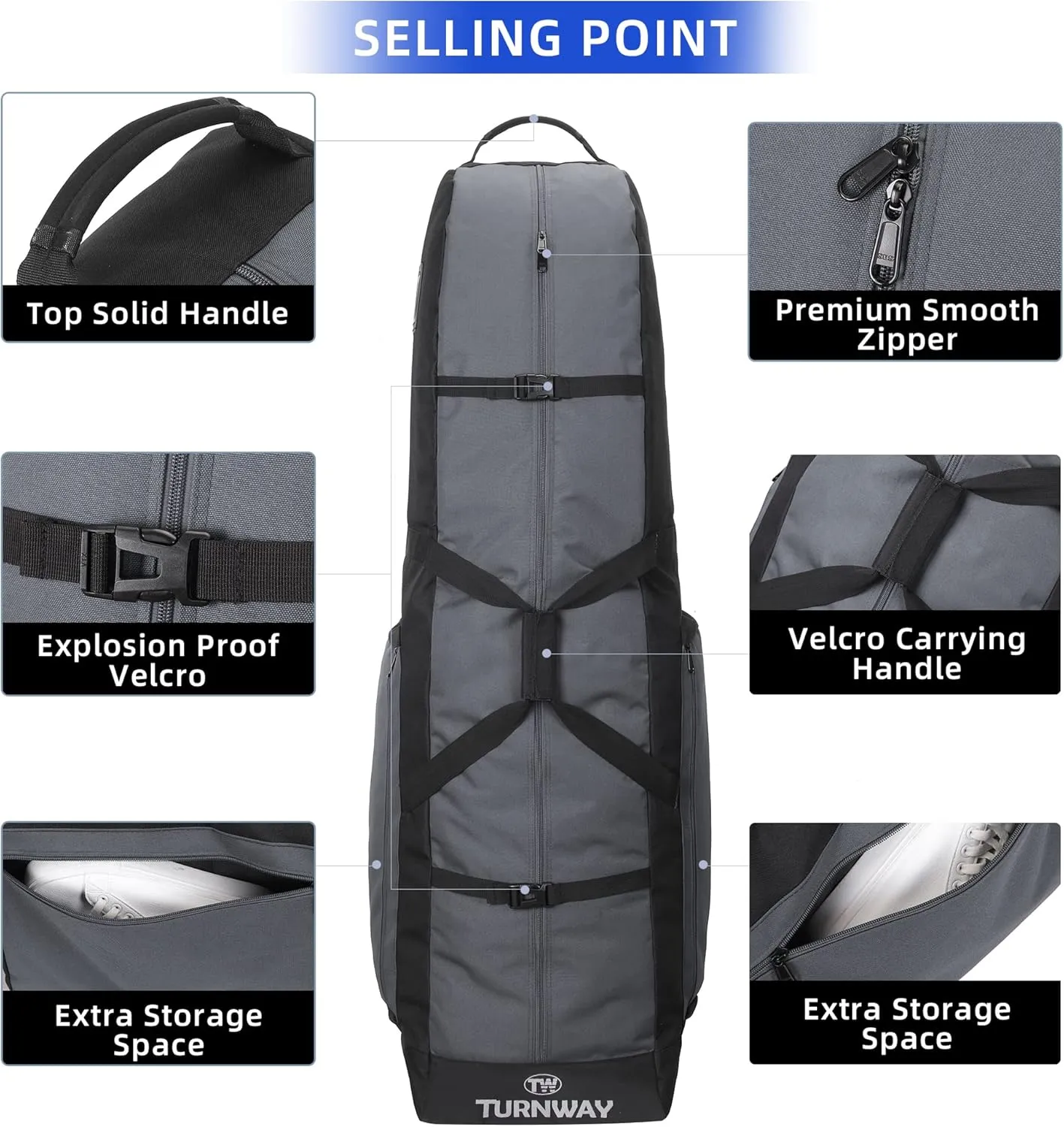 Foldable Padded Golf Travel Bag, Heavy Duty 900D Polyester Golf Club Bag Waterproof Golf Carry Bag Cart Bag with Wheels, Soft-Sided Spacial Size for Golf Gear Transportation