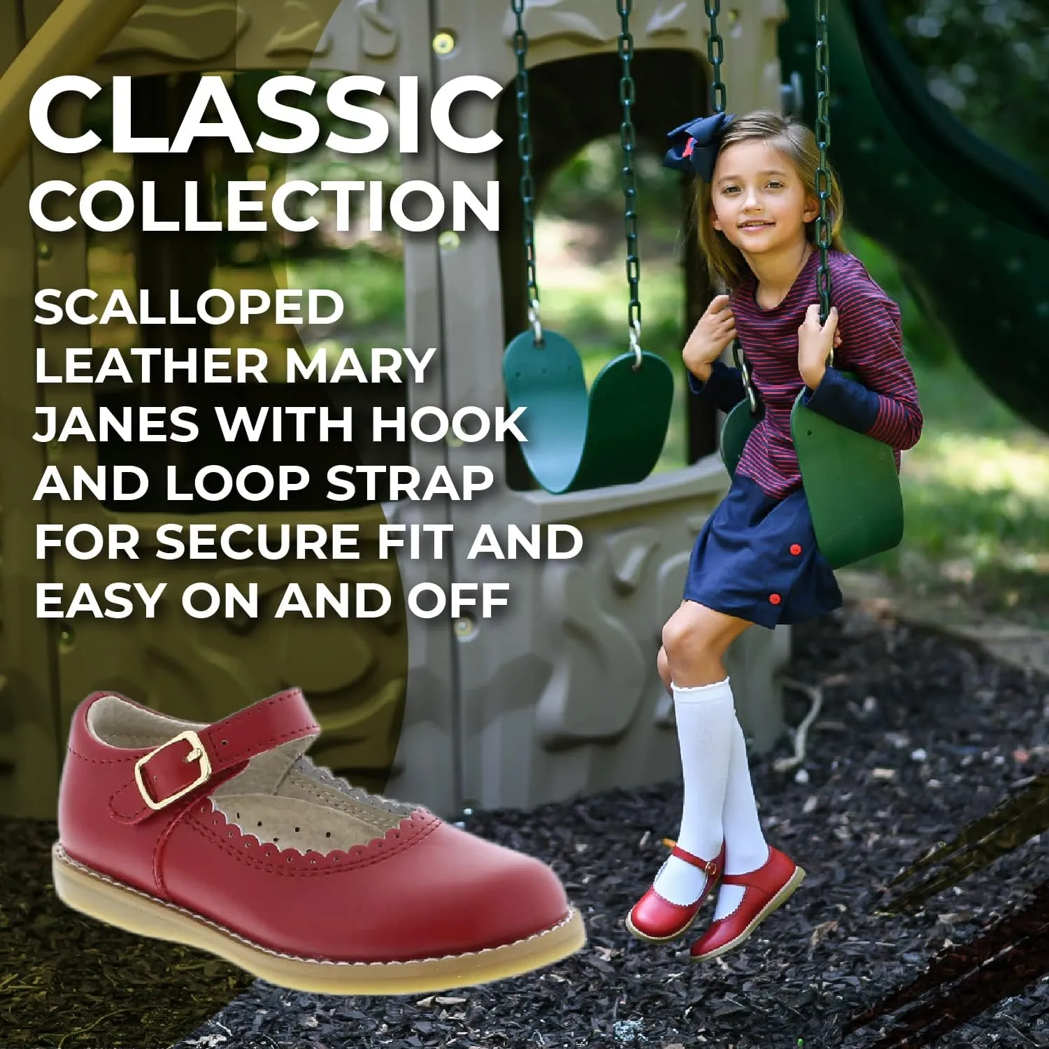 FOOTMATES Allie Leather Mary Jane Shoes for Girls - Girls Dress Shoes with Wide Toe Box, Comfort Insoles, and Non-Slip Non-Marking Outsoles