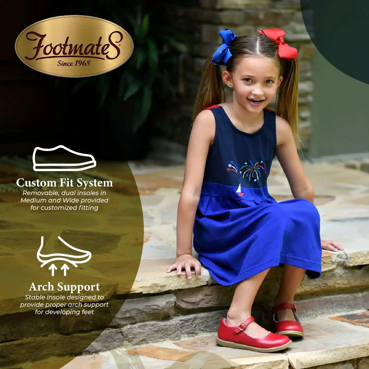 FOOTMATES Allie Leather Mary Jane Shoes for Girls - Girls Dress Shoes with Wide Toe Box, Comfort Insoles, and Non-Slip Non-Marking Outsoles