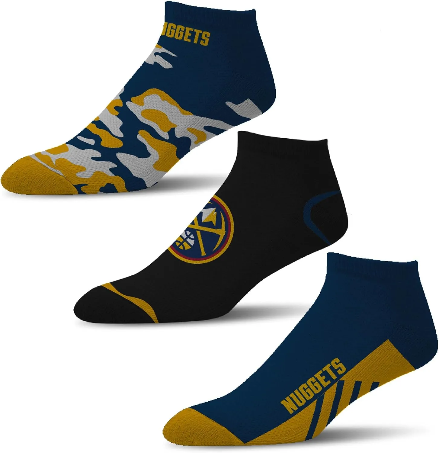 For Bare Feet Men's NBA Camo Boom 3 Pack Socks Large