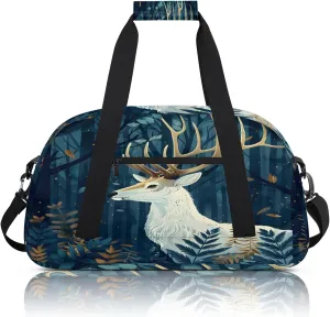Forest Deer Small Gym Bag 18 inch Carry On Duffel Bag for Weekender Travel Sports Workout Yoga Gymnastics Dance Ballet