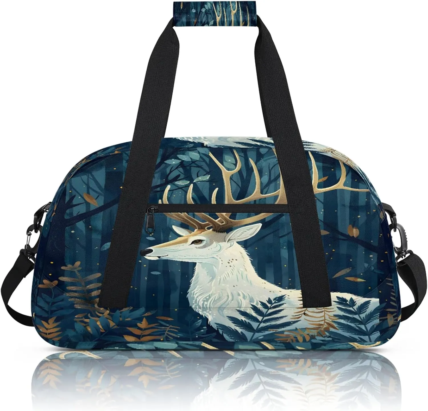 Forest Deer Small Gym Bag 18 inch Carry On Duffel Bag for Weekender Travel Sports Workout Yoga Gymnastics Dance Ballet
