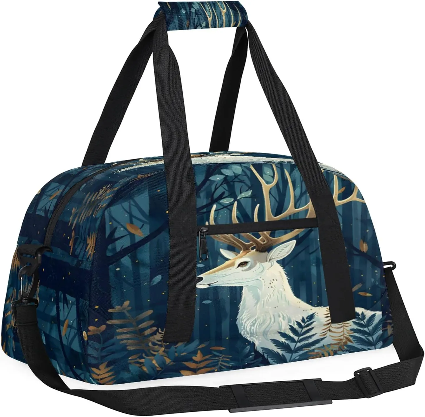 Forest Deer Small Gym Bag 18 inch Carry On Duffel Bag for Weekender Travel Sports Workout Yoga Gymnastics Dance Ballet