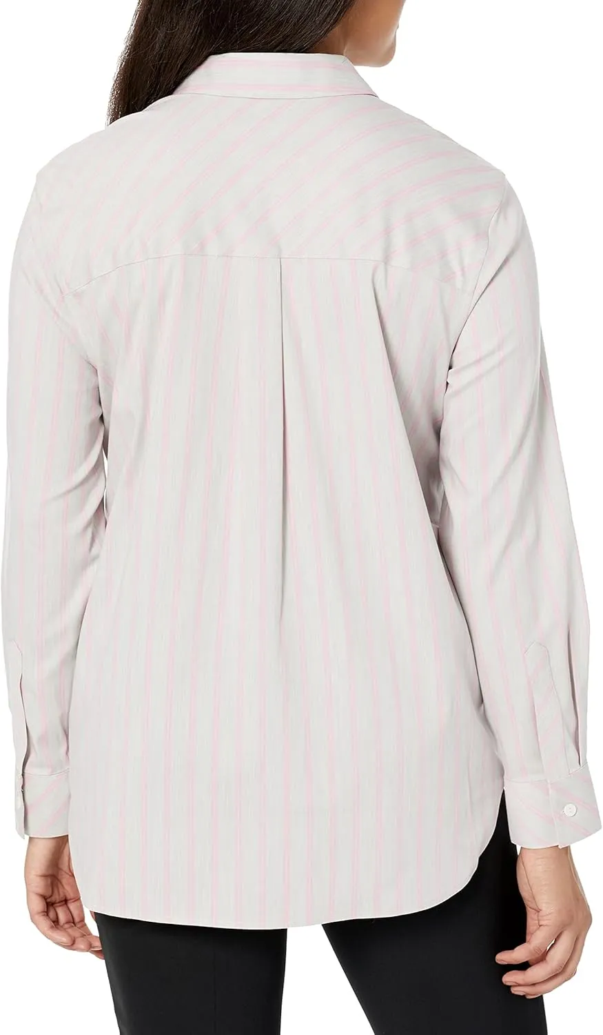 Foxcroft Women's Boyfriend Long Sleeve Heathered Stripe Blouse