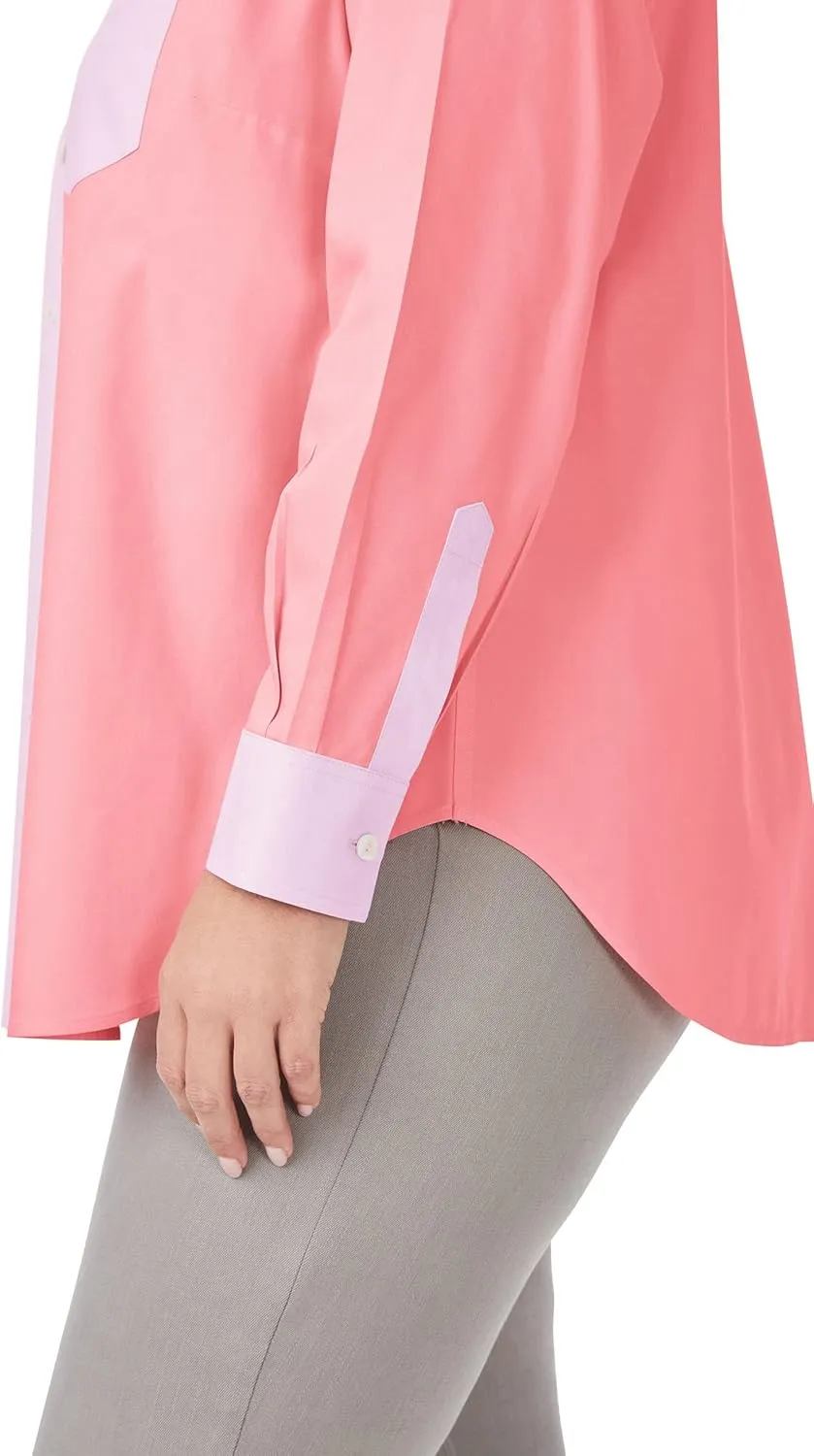Foxcroft Women's Boyfriend Long Sleeve Mix Ppo Shirt