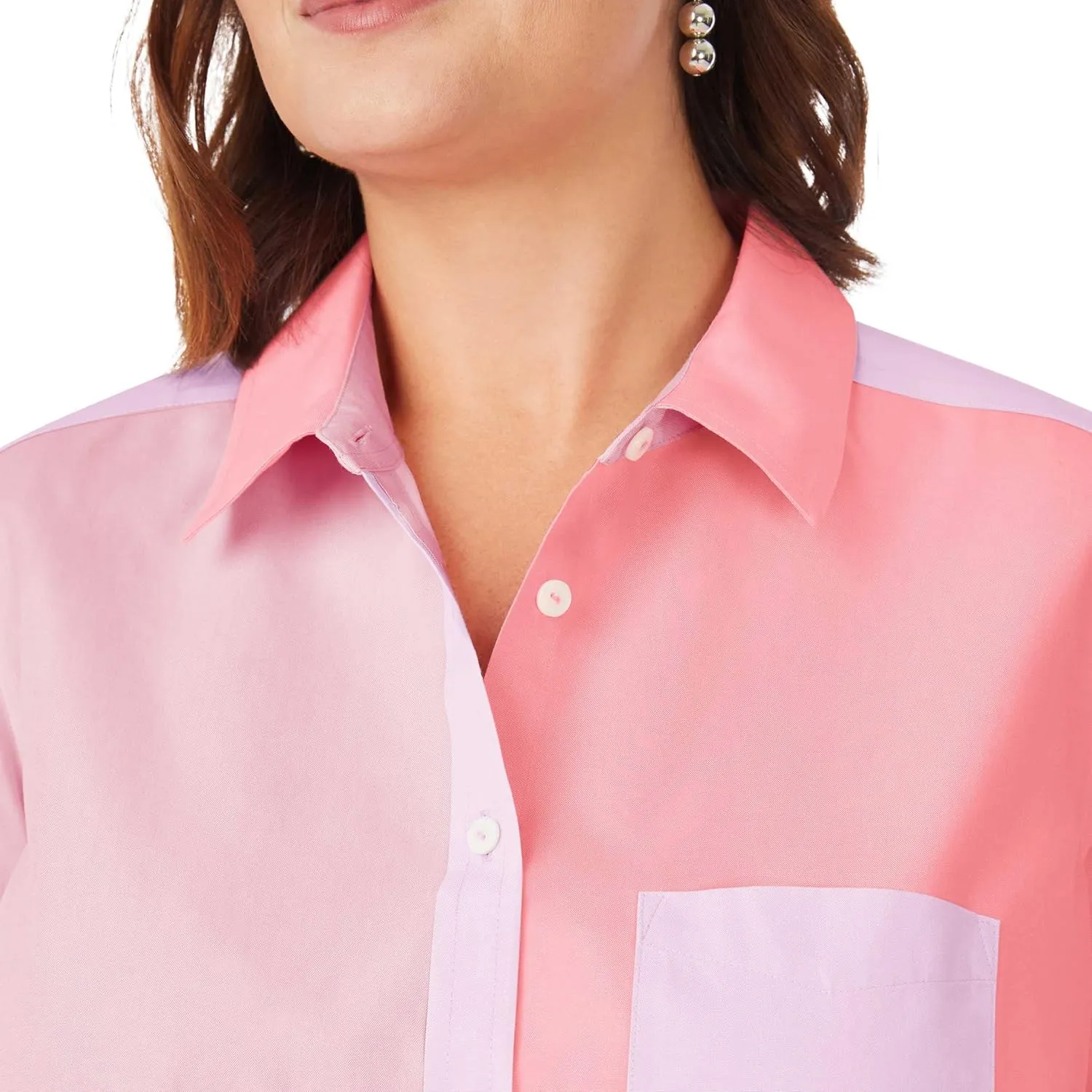 Foxcroft Women's Boyfriend Long Sleeve Mix Ppo Shirt