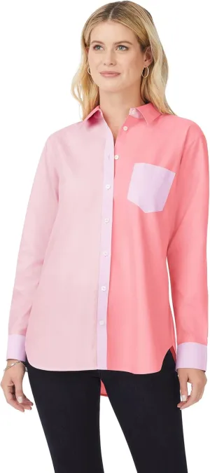 Foxcroft Women's Boyfriend Long Sleeve Mix Ppo Shirt
