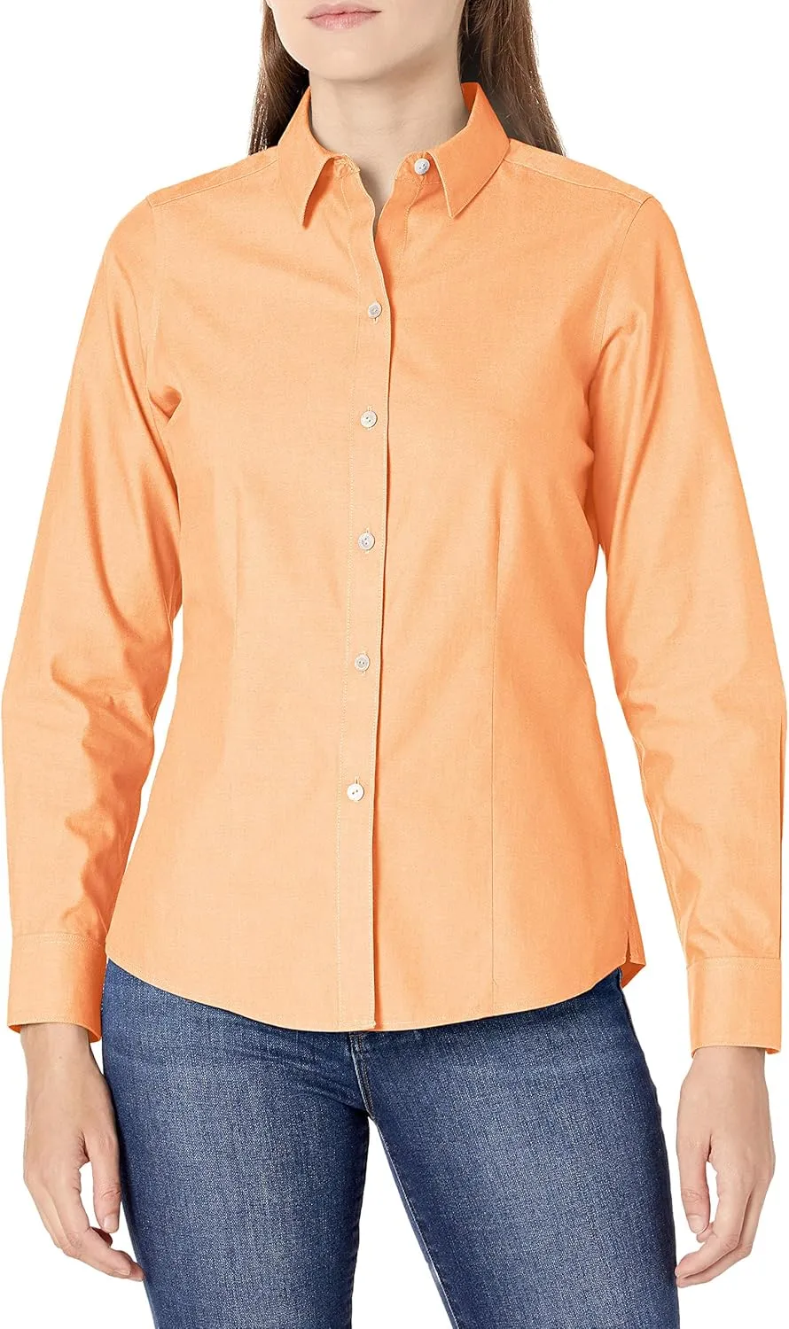 Foxcroft Womens Dianna Non-Iron Pinpoint Shirt Golden Rod 6 One Size