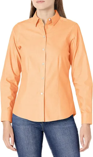 Foxcroft Womens Dianna Non-Iron Pinpoint Shirt Golden Rod 6 One Size