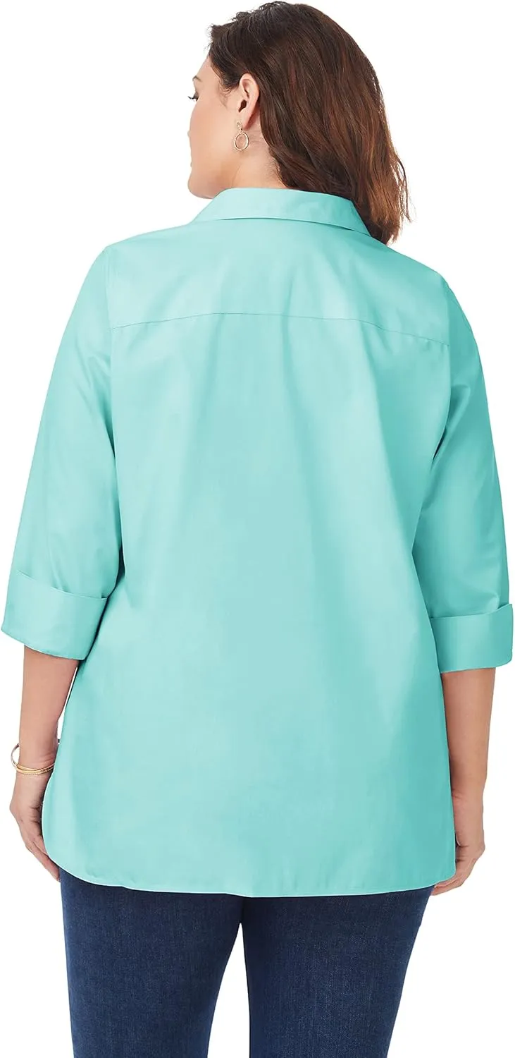 Foxcroft Women's Pandora 3/4 Sleeve Solid Pinpoint Tunic