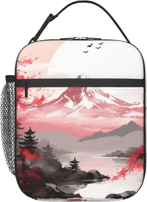 Fuji Japanese Luncha Bag Asia Ocean Sea Lunch Box for Women Men Reusable Lunchbox Cooler Thermal Meal Tote Kit for Office Work Picnic
