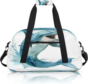 Funny Dolphin Small Gym Bag 18 inch Carry On Duffel Bag for Weekender Travel Sports Workout Yoga Gymnastics Dance Ballet