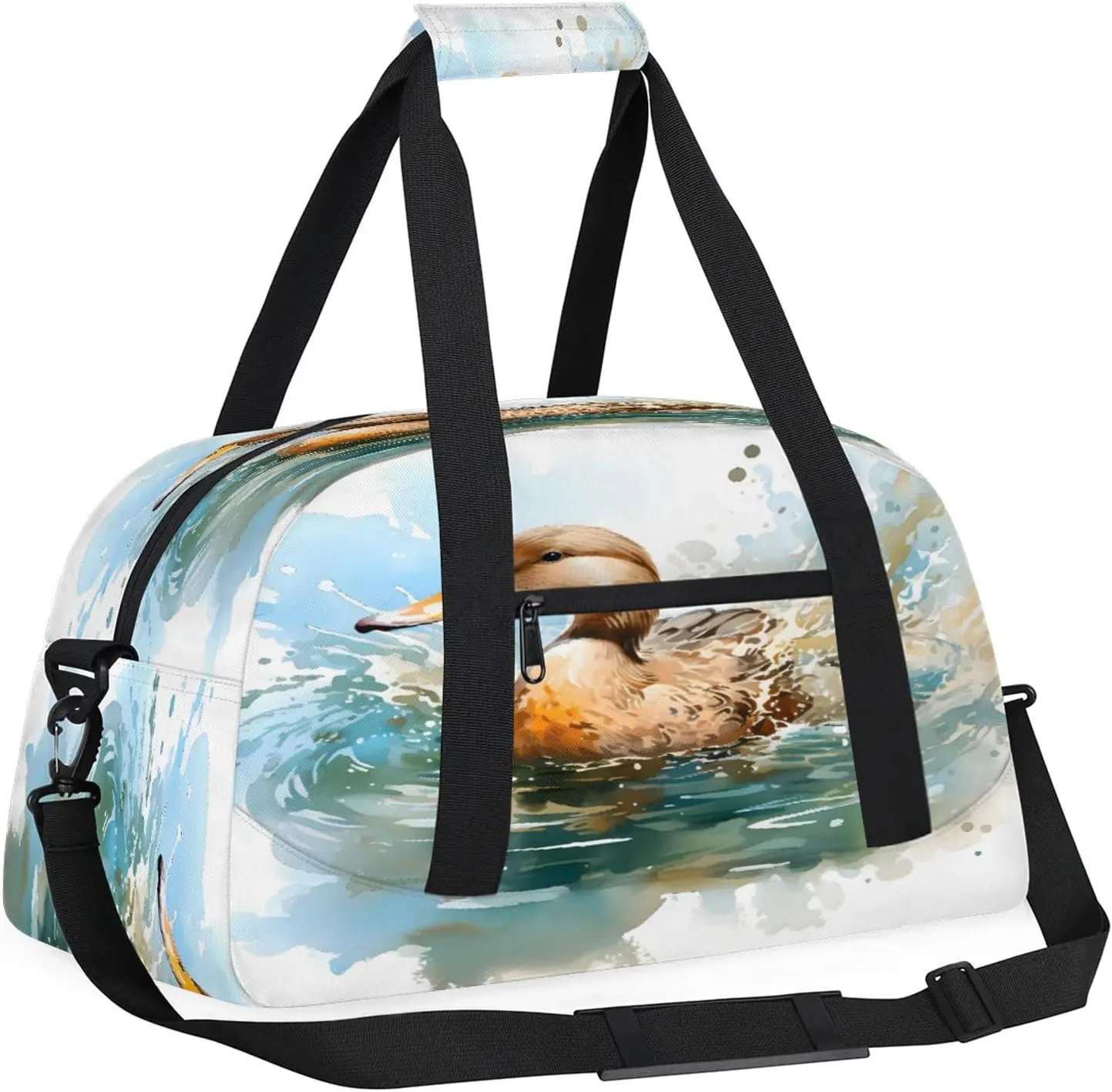 Funny Duck Small Gym Bag 18 inch Carry On Duffel Bag for Weekender Travel Sports Workout Yoga Gymnastics Dance Ballet