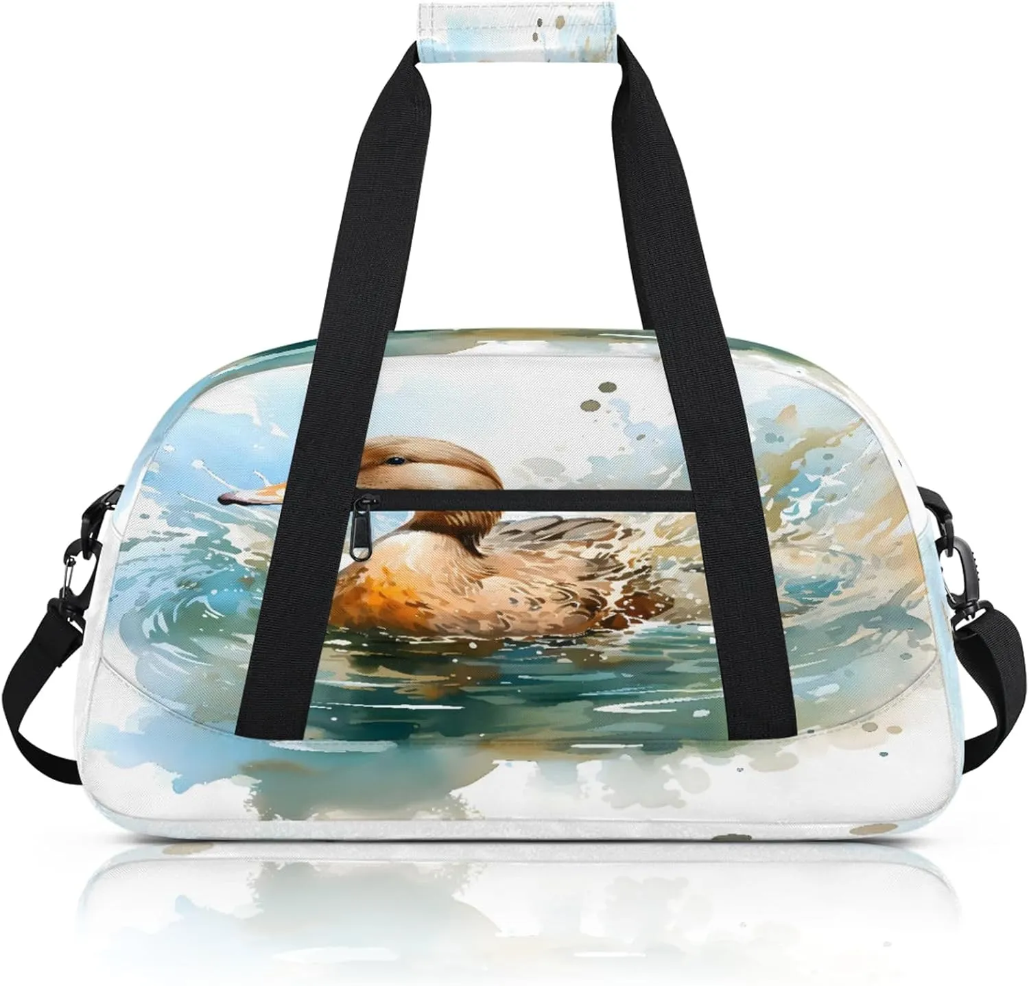 Funny Duck Small Gym Bag 18 inch Carry On Duffel Bag for Weekender Travel Sports Workout Yoga Gymnastics Dance Ballet