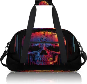 Funny Skull Skeleton Small Gym Bag 18 inch Carry On Duffel Bag for Weekender Travel Sports Workout Yoga Gymnastics Dance Ballet