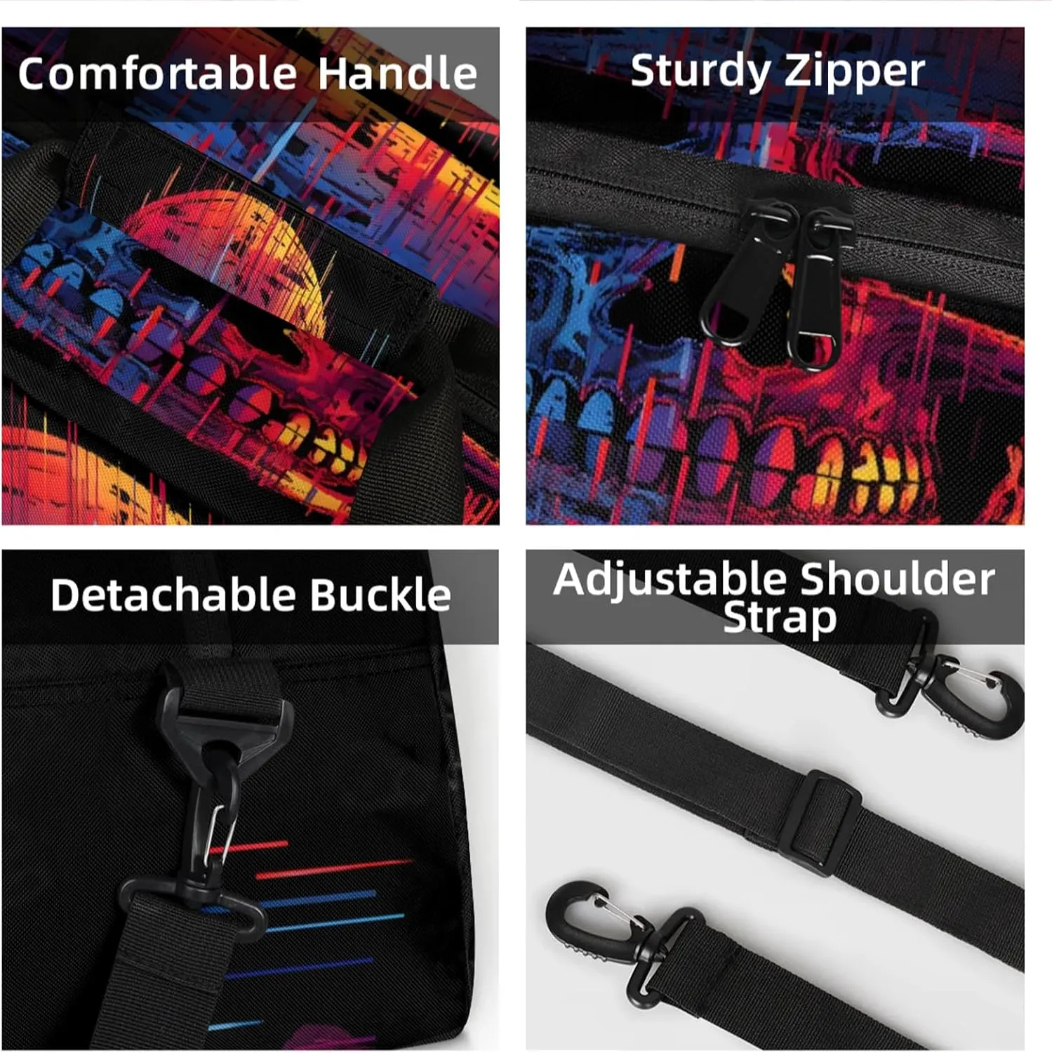 Funny Skull Skeleton Small Gym Bag 18 inch Carry On Duffel Bag for Weekender Travel Sports Workout Yoga Gymnastics Dance Ballet