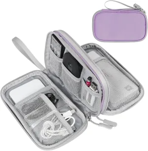 FYY Electronic Organizer, Travel Cable Organizer Bag Pouch Electronic Accessories Carry Case Portable Waterproof Double Layers All-in-One Storage Bag for Cable, Cord, Charger, Phone,-Light Purple