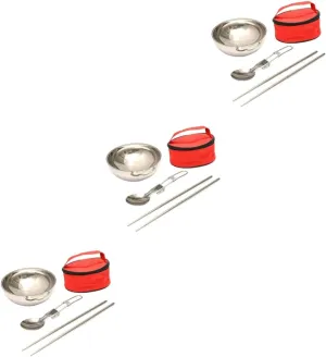 GALPADA Travel Tableware Camping Tableware Chopstick Kit Bowl Stainless Multifunctional Reusable Camping Eating