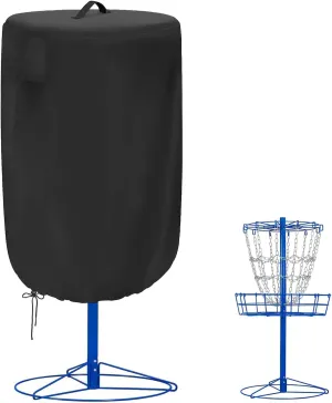 Gasadar Disc Golf Basket Cover Outdoor Flying Disc Golf Basket Rain Accessories Cover with Adjustable Drwastring Waterproof Dustproof Anti-UV 26" D x 35" H Black